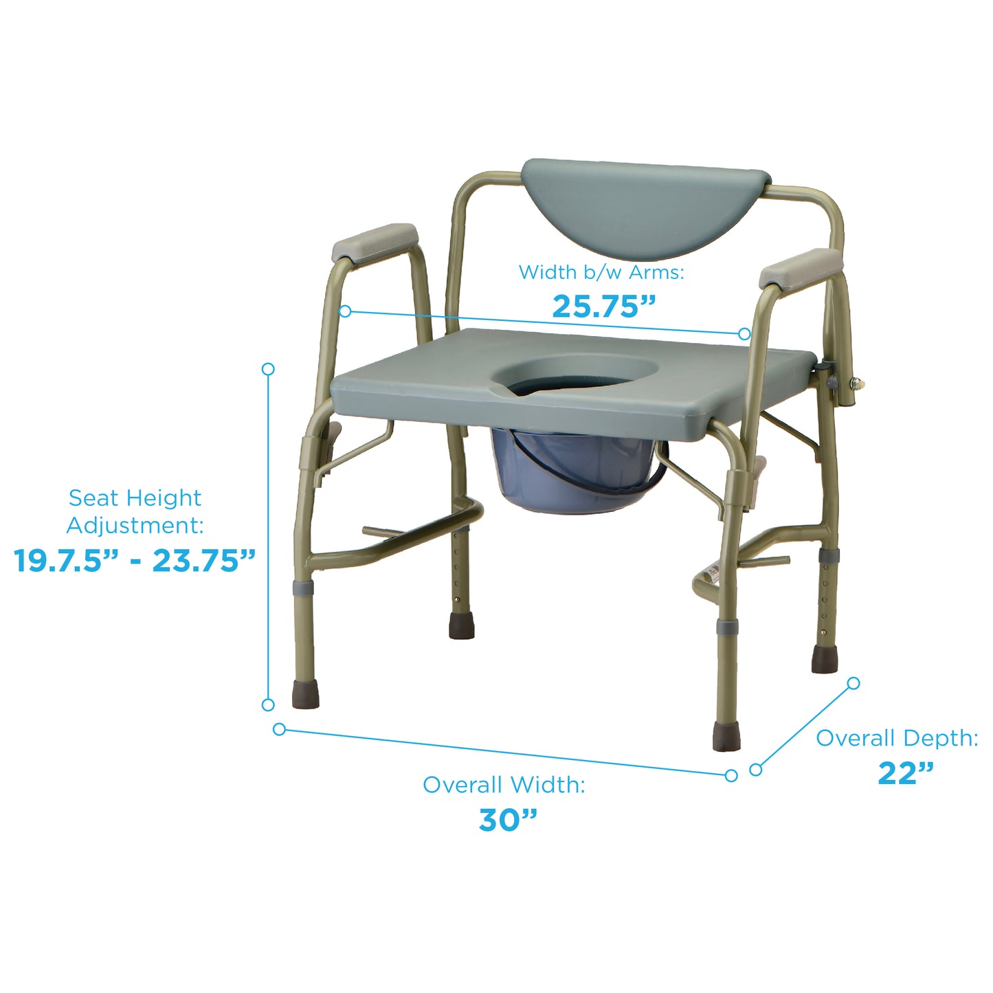 Heavy Duty Commode with Drop-Arm & Extra Wide Seat (pick up only)