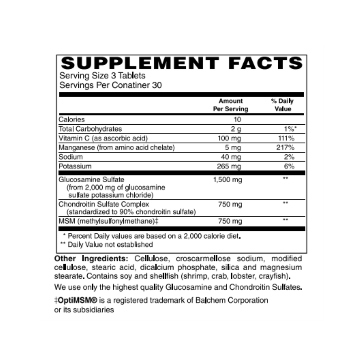 Glucosamine Sulfate, Chondroitin & MSM