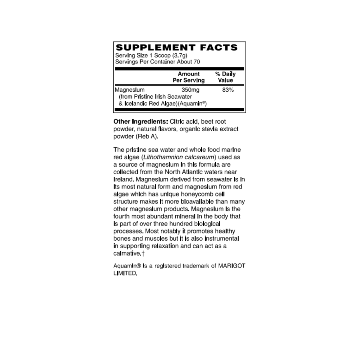 Whole Food Magnesium Powder - Mixed Berry Flavor