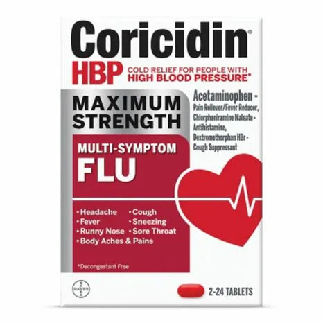 Coricidin HBP Maximum Strength Multi-Symptom Flu