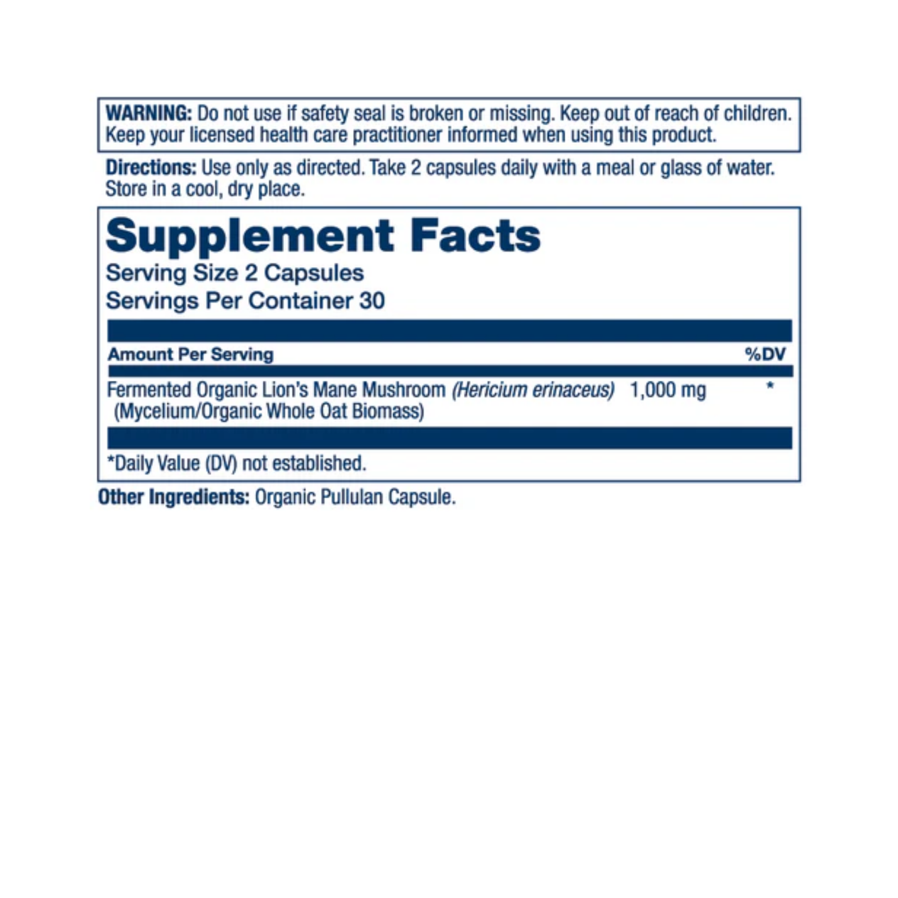 Solaray Fermented Lion's Mane Mushroom 1000mg