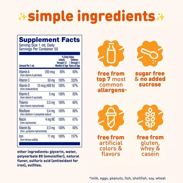 Enfamil Poly-Vi-Sol Multivitamin & Iron Drops Brain & Body