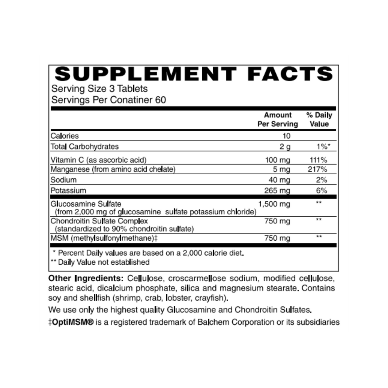 Glucosamine Sulfate, Chondroitin & MSM