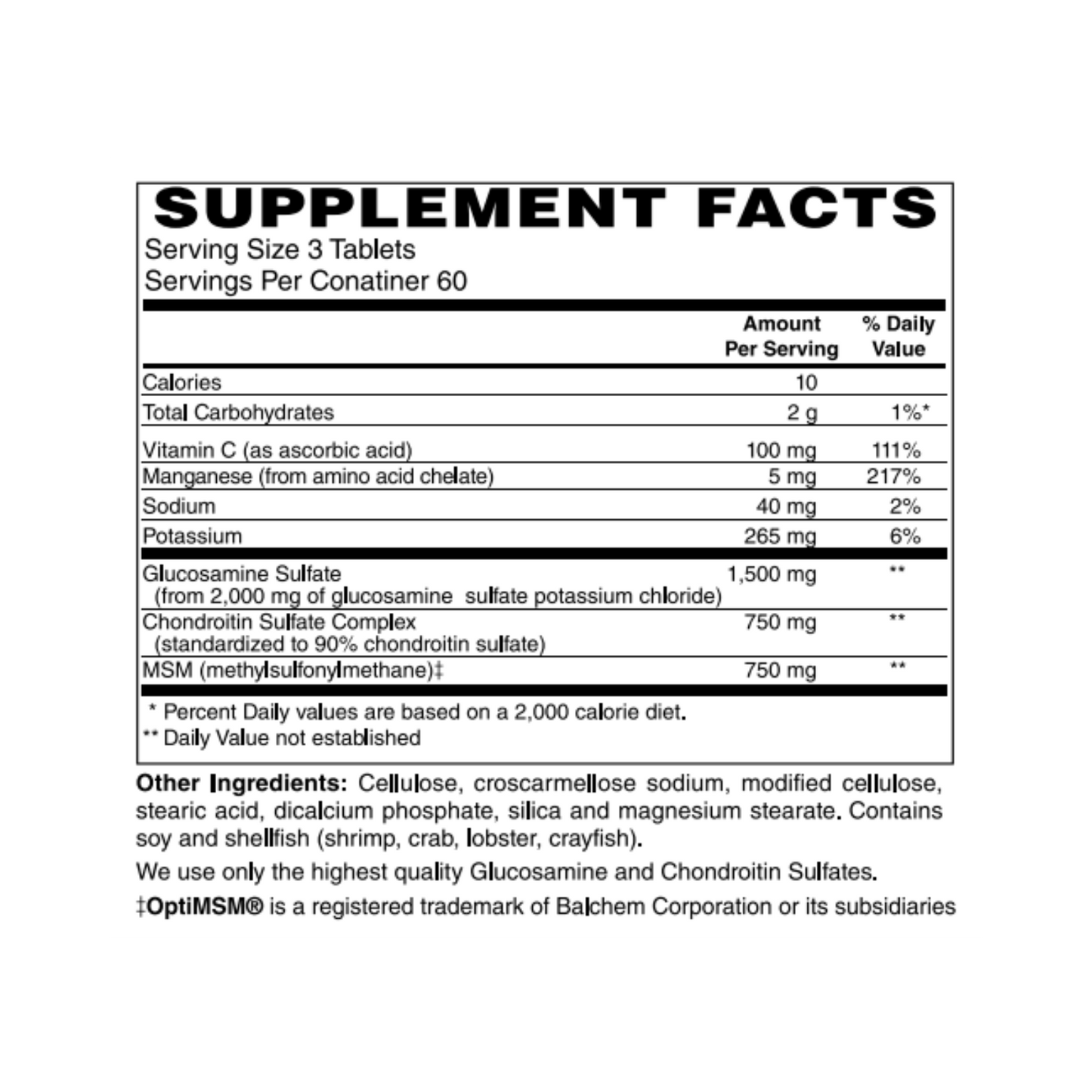 Glucosamine Sulfate, Chondroitin & MSM
