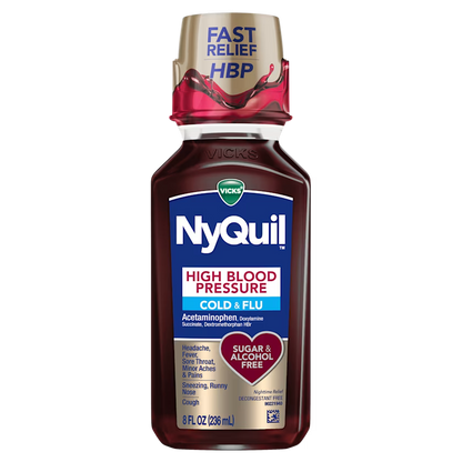 NyQuil High Blood Pressure Cold and Flu Relief Liquid Medicine