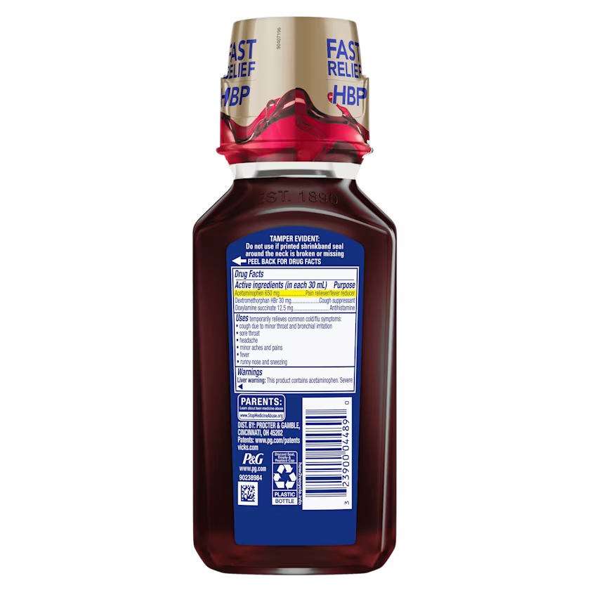 NyQuil High Blood Pressure Cold and Flu Relief Liquid Medicine