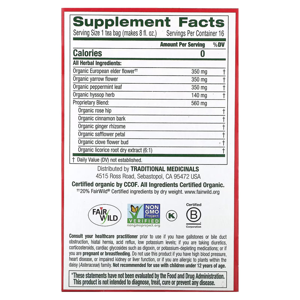 Traditional Medicinals Herbal Cold Care Tea
